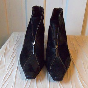 Donald J Pliner LOVI Ankle Bootie Black Leather Suede sz 10